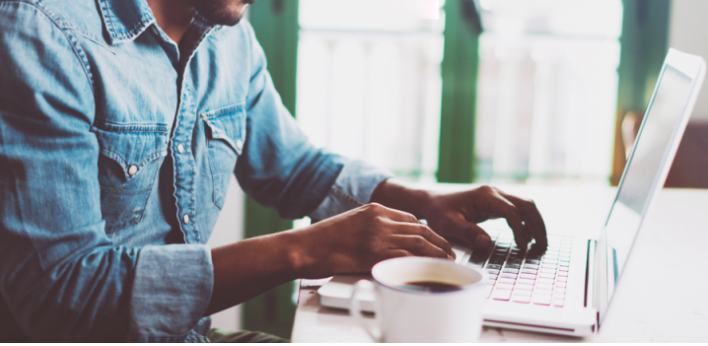A guy working from home on his laptop